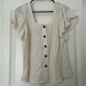 Universal Thread Cream Flutter Sleeve Blouse